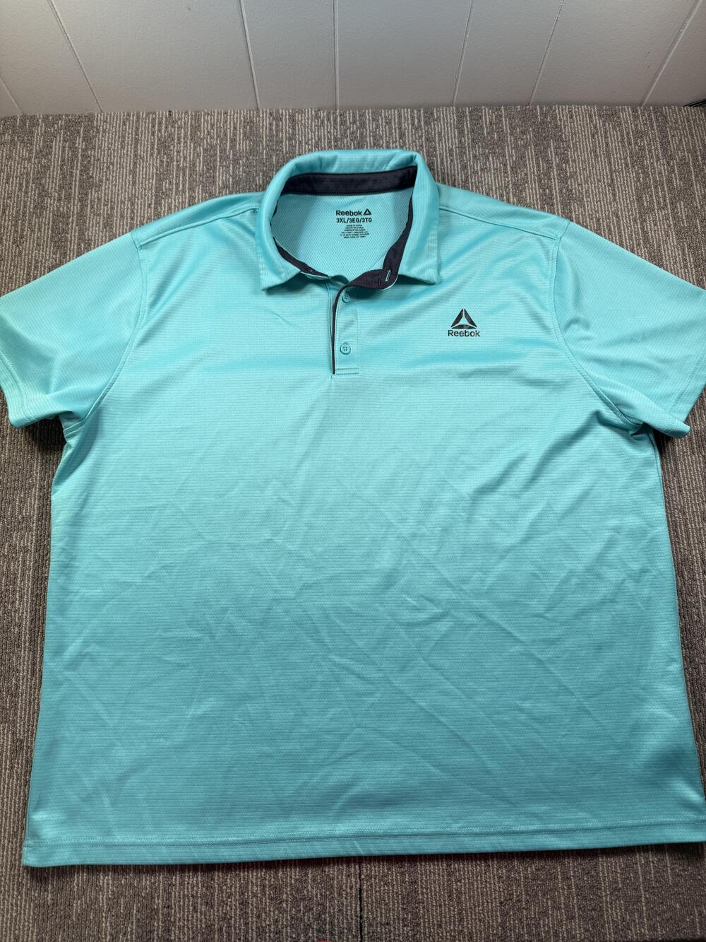 Reebok Polo Shirt Mens 3XL Blue Solid Tagless Golf Performance Casual